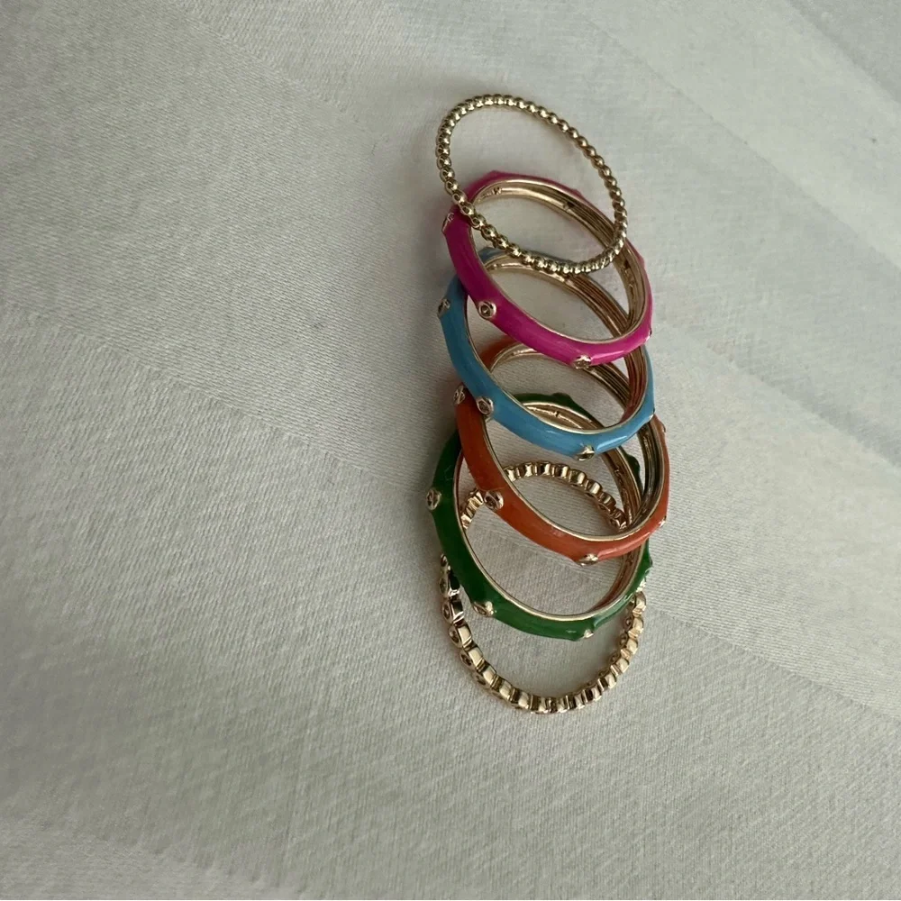Colorful Stackable Rings Set - Picture 2 of 2